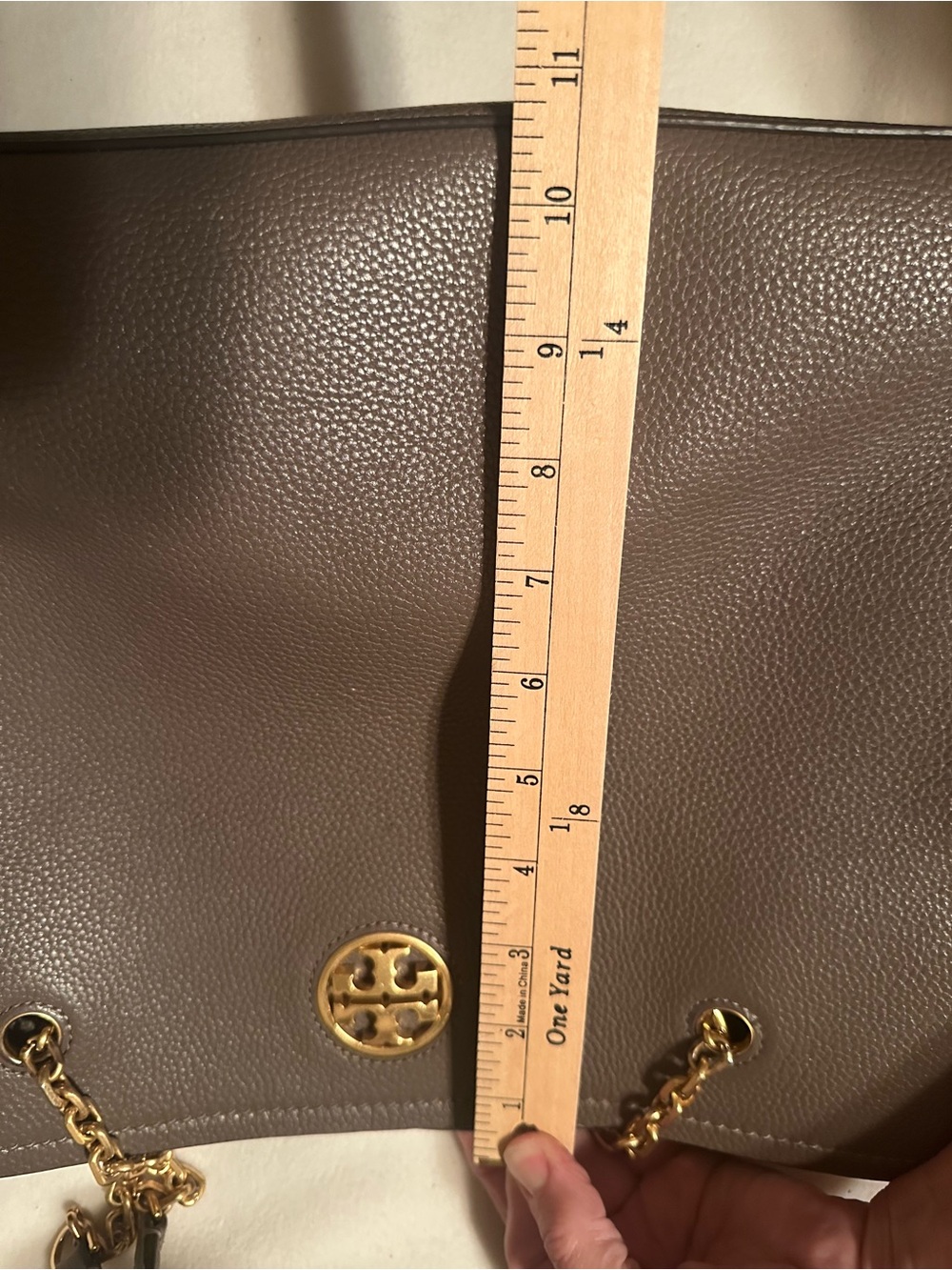 Tory Burch Grey Leather slouchy shoulder/crossbody purse - Picture 8 of 12